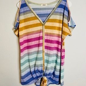 💜First Love- Rainbow Top Button & Front Tie L